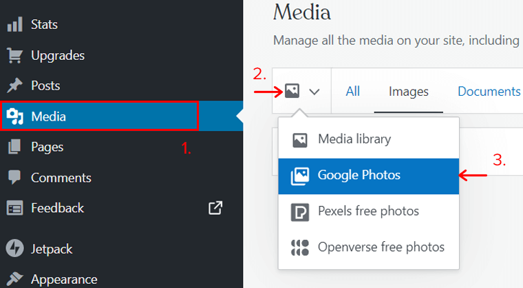 Adding Images from Google Photos to Media Library