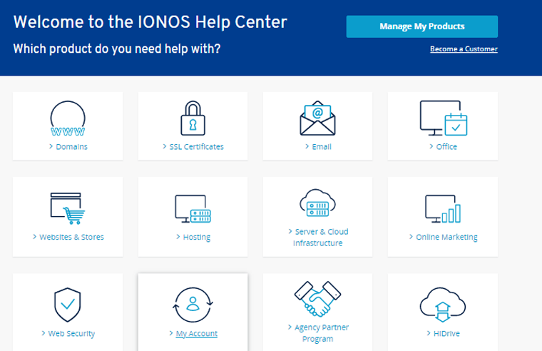 IONOS Support Page