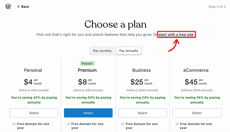 Create a WordPress.com Website With Free Plan