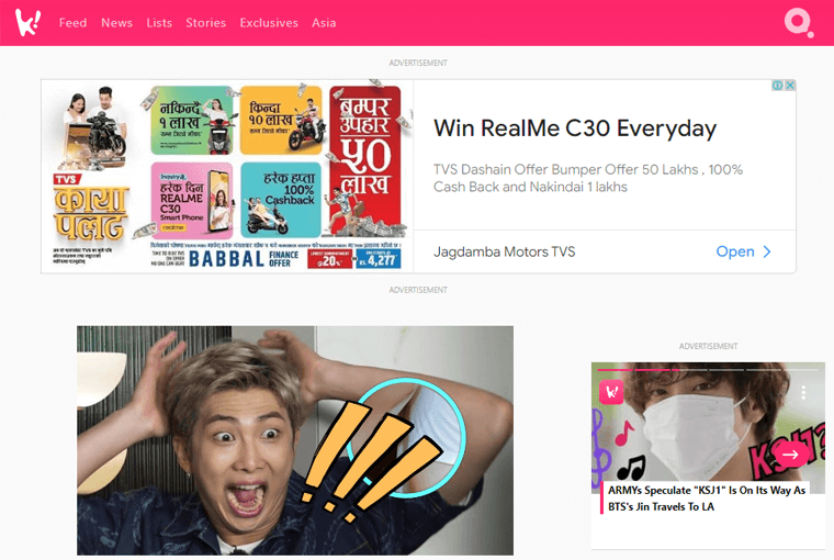 Koreaboo - Magazine Website Examples