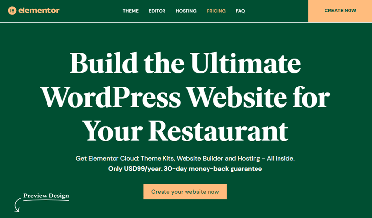 Elementor Best Website Builder for Restaurants