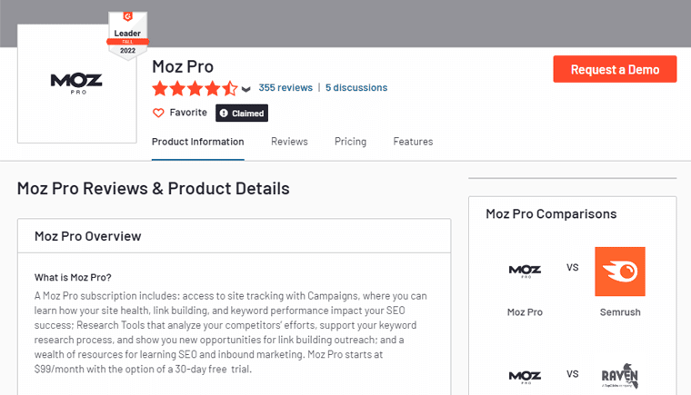 Moz Pro G2 Reviews