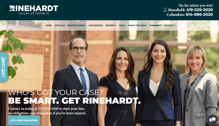 Rinehardt Injury Settlement Lawyers Website Examples