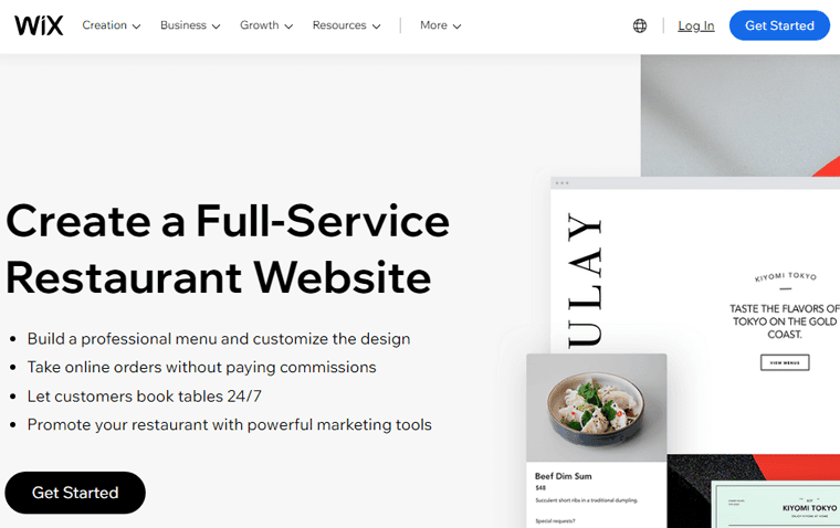Wix Best Restaurants Website Builder
