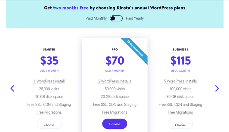 Kinsta Managed WordPress Hosting Pricing Plans