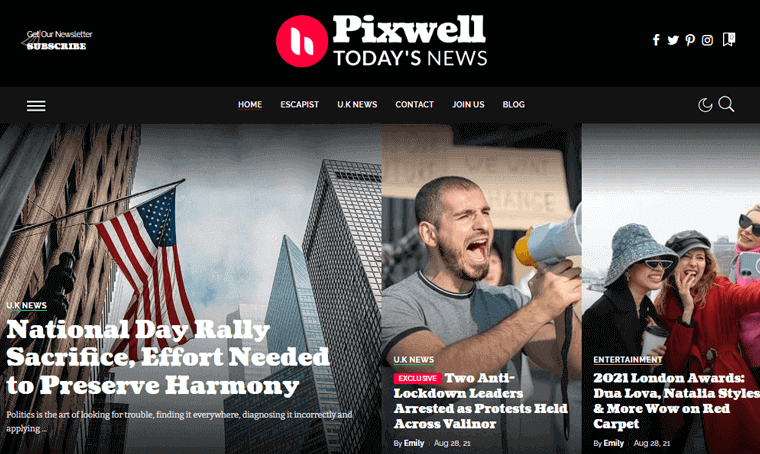 Pixwell Newsletter Feature WordPress Theme