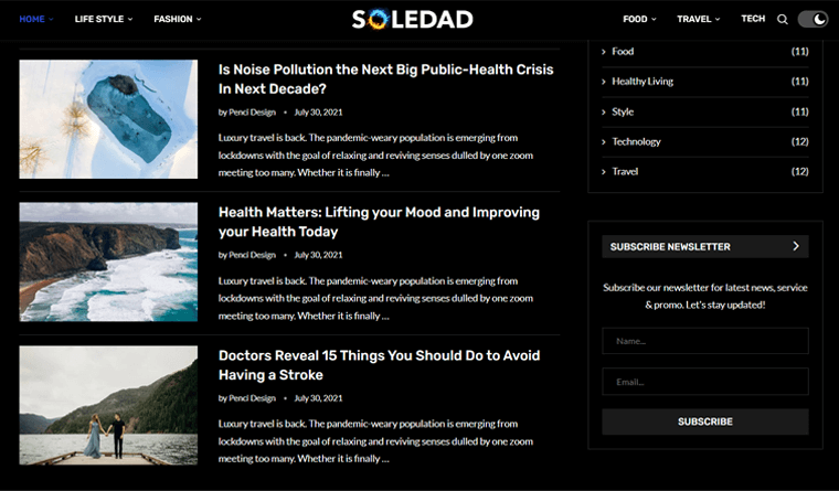 Soledad Newsletter WordPress Theme