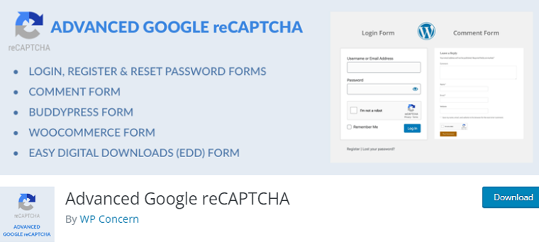Advanced Google reCAPTCHA Plugin for WordPress