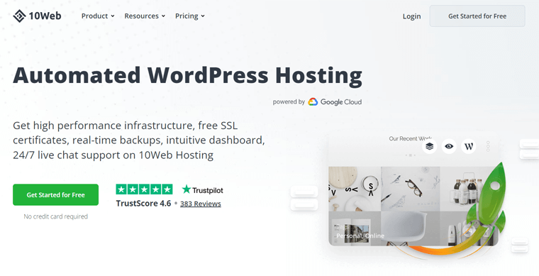 10Web Automated WordPress Hosting
