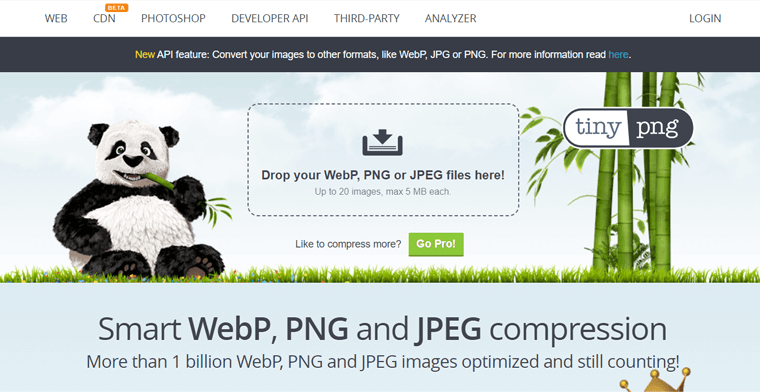 TinyPNG Website Example to Optimize Images - Create a Directory Website