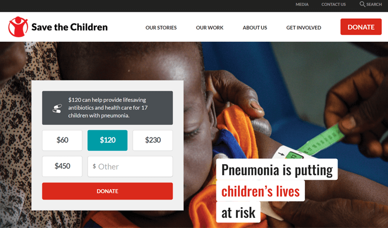 Save The Children - Non-profit/Charity Website Example