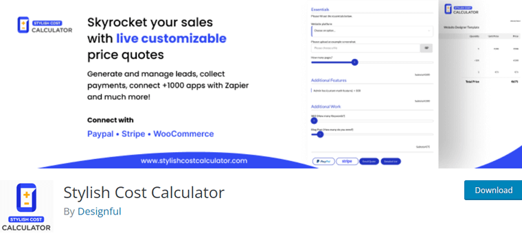 Stylish Cost Calculator WordPress Plugin