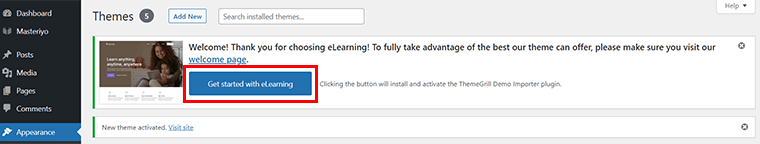Click on Get Started with eLearning Option