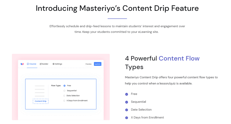 Content Drip Feature - Masteriyo Review