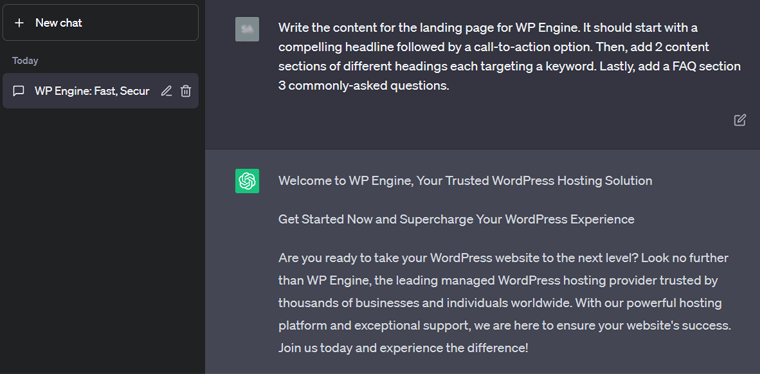 ChatGPT Landing Page Prompt
