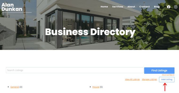 Adding Listing From Business Directory Page
