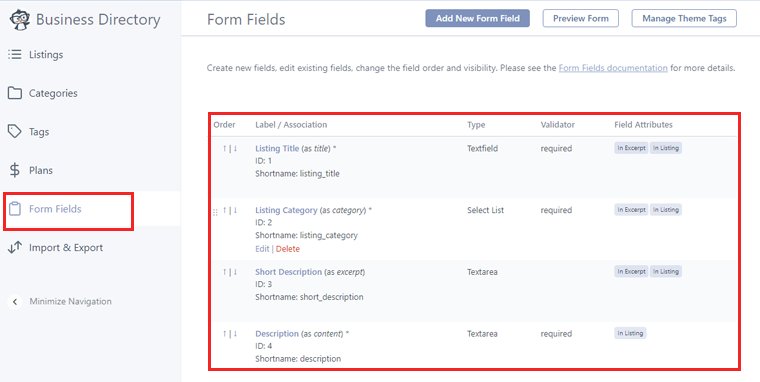 Click On The Form Field Tab