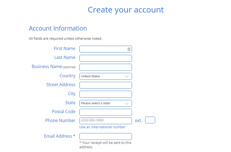 Create Your Bluehost Account