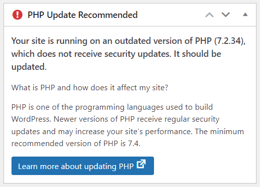 Update to Recommended PHP Version