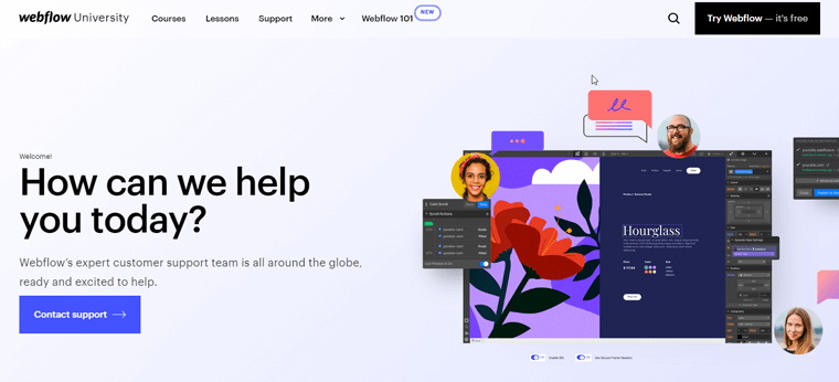 Webflow Customer Support Page