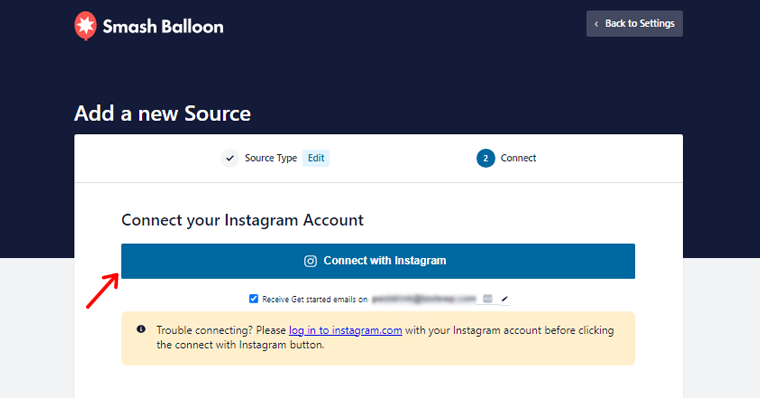 Click On Connect With Instagram Option