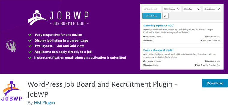 JobWP WordPress Plugin