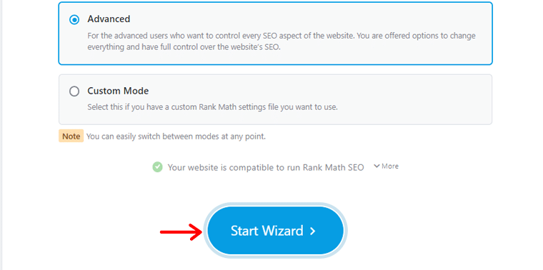 Click On Start Wizard Rank Math Review