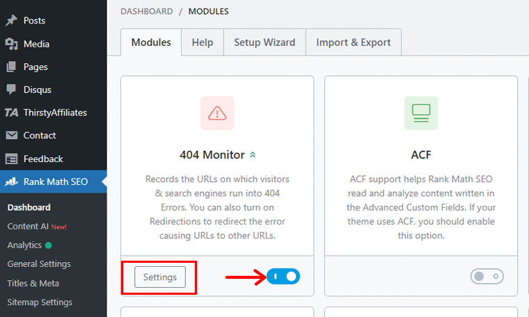 Enable 404 Monitor Module