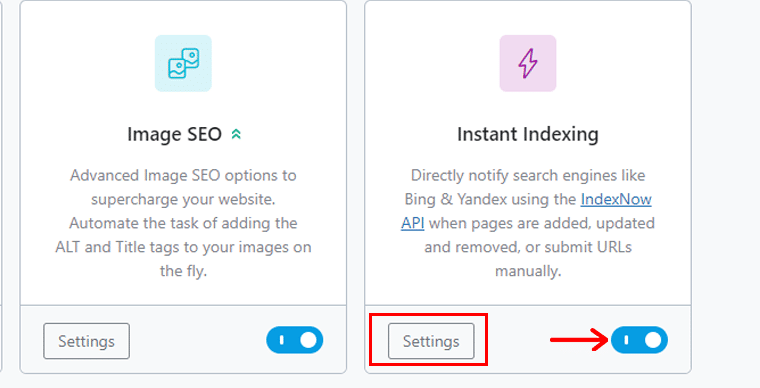 Enable Instant Indexing Module