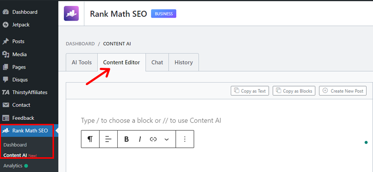 Rank Math Content Editor