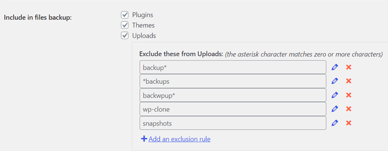 Include and Exclude Files in Backup