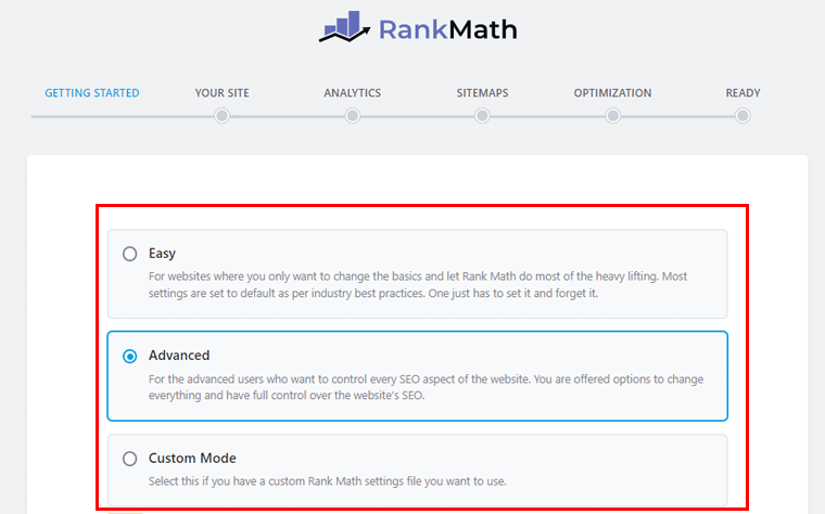Selecting User Mode Rank Math Review