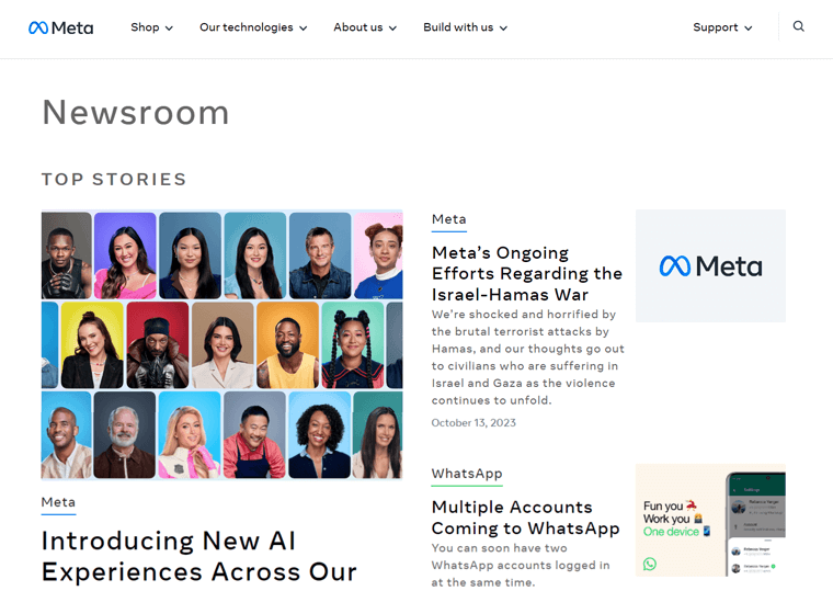 Meta Newsroom - Built with WordPress