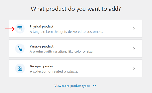 Select the Product Type