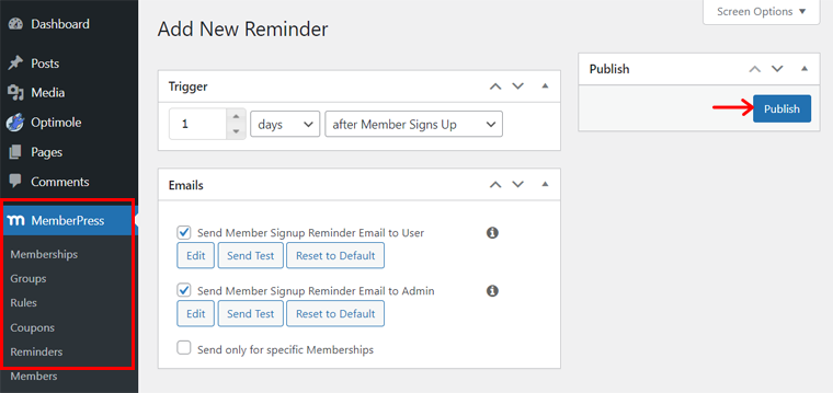 Send Reminders from Your Membership Website