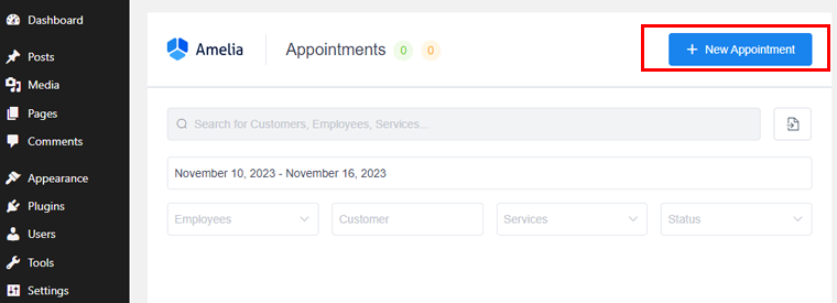 Click New Appointment