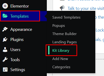 Navigate to the Kit Library