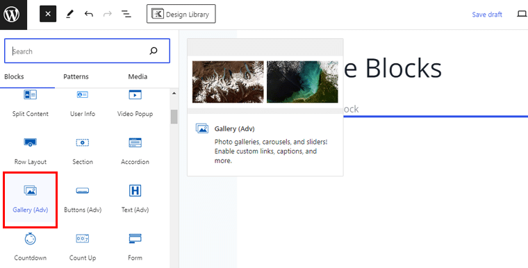 Adding Advanced Gallery Block