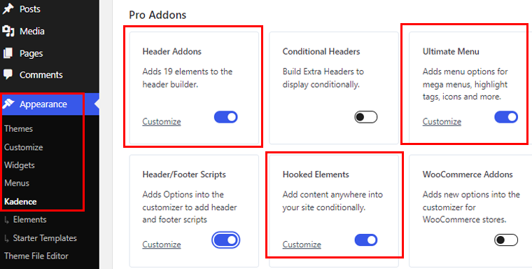 Enable Ultimate Menu Hooked Elements And Header Addons