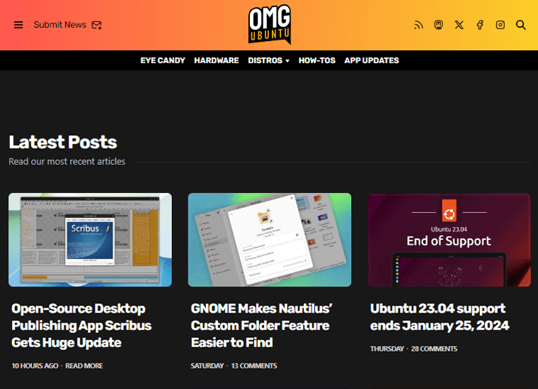 OMG! Ubuntu WordPress Site Examples