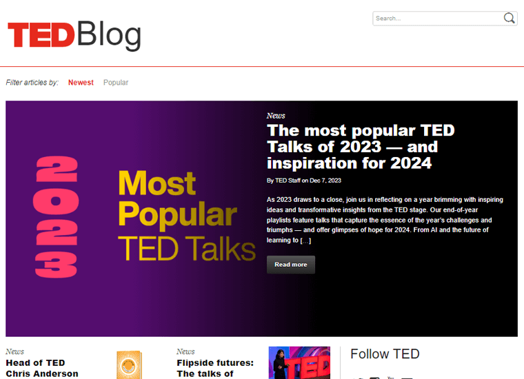 Ted Blog WordPress Website Examples