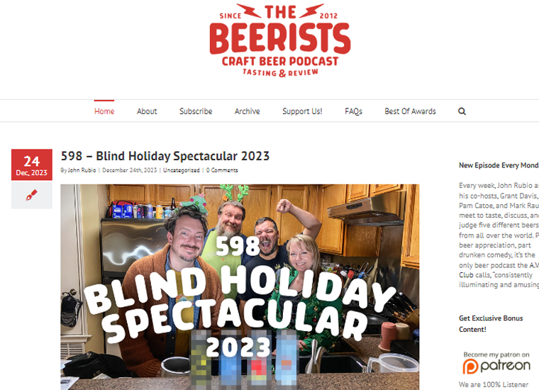 The Beerists Example Website Built With WordPress