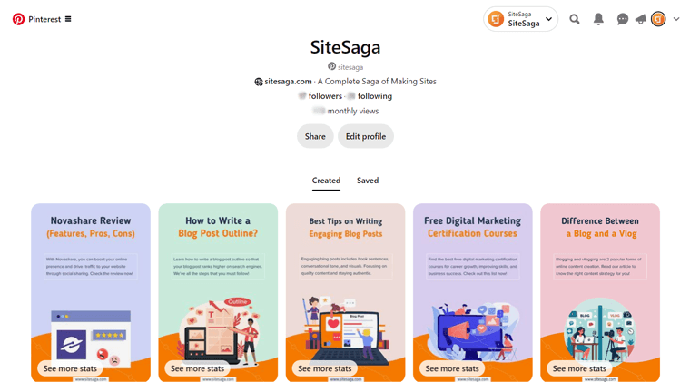 Insight Into SiteSaga Pinterest Platform 