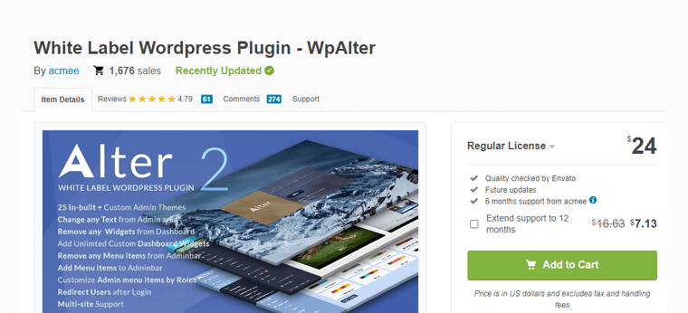 WpAlter WordPress Dashboard Plugin
