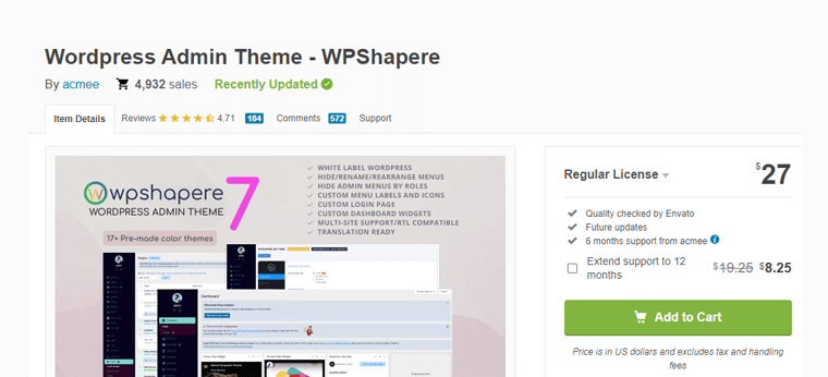 WPShapere WordPress Dashboard Plugin