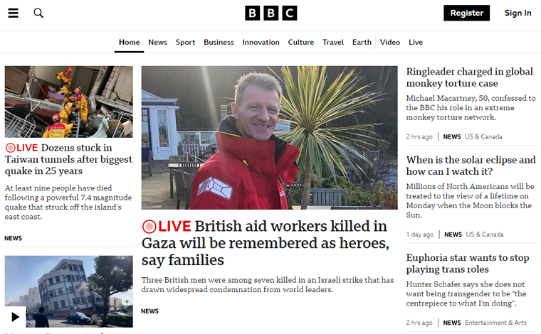 BBC News Magazine Website Example