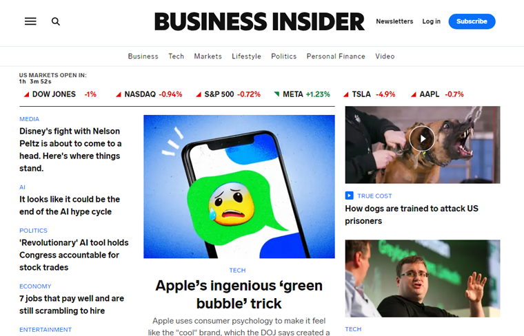 Business Insider News Magazine Website Example