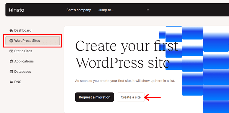 Click 'Create a Site'