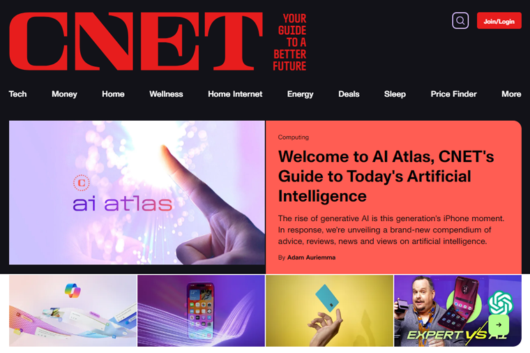 CNET Tech Magazine Website Example