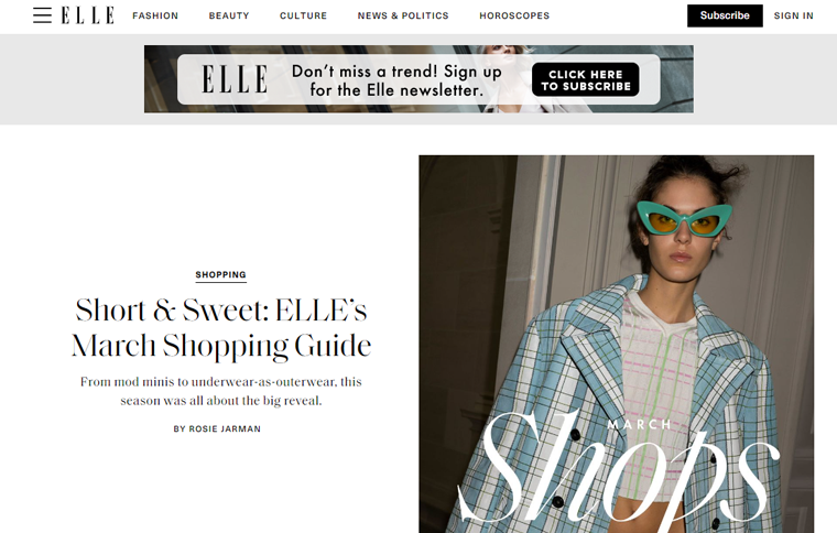 Elle Fashion Magazine Website Example
